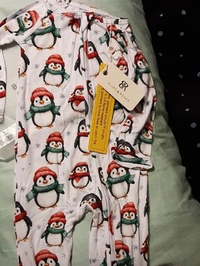Bums And Roses Natural Bamboo Crazy Soft Footie Zip Up Sleeper NWT